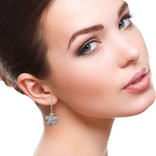 Load image into Gallery viewer, DIAMOND & BAGUETTE 14K WHITE GOLD FLOWER EARRING