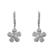 Load image into Gallery viewer, DIAMOND & BAGUETTE 14K WHITE GOLD FLOWER EARRING