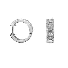 Load image into Gallery viewer, DIAMOND & BAGUETTE 14K WHITE GOLD HOOP EARRINGS