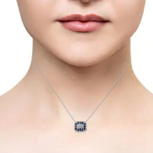 Load image into Gallery viewer, 14K WHITE GOLD, DIAMOND & BAGUETTE AND SAPPHIRE CHAIN PENDANT