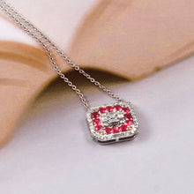 Load image into Gallery viewer, 14K WHITE GOLD, DIAMOND & BAGUETTE AND RUBY CHAIN PENDANT
