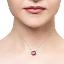 Load image into Gallery viewer, 14K WHITE GOLD, DIAMOND & BAGUETTE AND RUBY CHAIN PENDANT