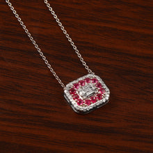 Load image into Gallery viewer, 14K WHITE GOLD, DIAMOND & BAGUETTE AND RUBY CHAIN PENDANT