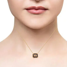 Load image into Gallery viewer, 14K YELLOW GOLD, DIAMOND & BAGUETTE AND BLUE SAPPHIRE CHAIN PENDANT