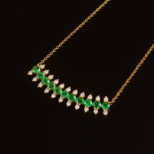 Load image into Gallery viewer, 14K YELLOW GOLD , DIAMOND & EMERALD NECKLACE