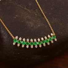 Load image into Gallery viewer, 14K YELLOW GOLD , DIAMOND & EMERALD NECKLACE