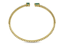 Load image into Gallery viewer, 1.10Ct Diamond 1.20Ct Emerald Open Flexi Bangle 14K White and Yellow Gold