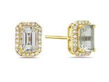 Load image into Gallery viewer, 0.20Ct Diamond & 1.05Ct Aquamarine Stud Earring 14K Yellow Gold
