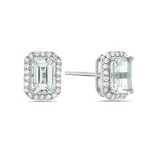 Load image into Gallery viewer, 0.20Ct Diamond & 1.05Ct Aquamarine Stud Earring 14K Yellow Gold