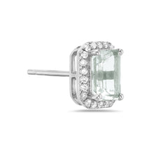 Load image into Gallery viewer, 0.20Ct Diamond & 1.05Ct Aquamarine Stud Earring 14K Yellow Gold