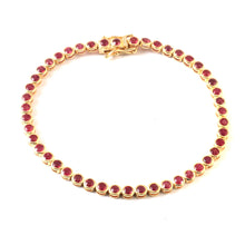 Load image into Gallery viewer, 4.20 CT RUBY BEZEL SETTING 14K YELLOW GOLD BRACELET