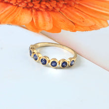 Load image into Gallery viewer, 1.20 CT BLUE SAPPHIRE BEZEL SETTING 14K YELLOW GOLD RING
