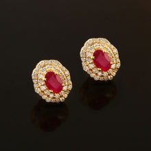 Load image into Gallery viewer, 0.60 CT DIAMOND & 1.30 CT RUBY 14K YELLOW GOLD STUDS
