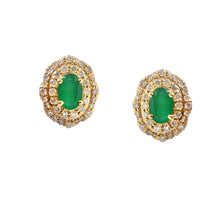 Load image into Gallery viewer, 0.60 CT DIAMOND & 0.80 CT EMERALD14K YELLOW GOLD STUDS