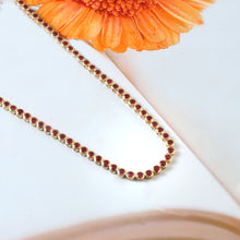 Load image into Gallery viewer, 10.50 CT RUBY BEZEL SETTING 14K YELLOW GOLD TENNIS NECKLACE