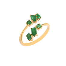 Load image into Gallery viewer, 0.90 CT EMERALD 14K YELLOW GOLD OPAN RING