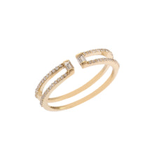 Load image into Gallery viewer, 0.26 CT DIAMOND & BAGUETTE 14K YELLOW GOLD OPEN RING