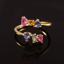 Load image into Gallery viewer, 1.20 CT MULTI SAPPHIRE 14K YELLOW OPAN RING