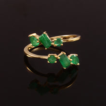 Load image into Gallery viewer, 0.90 CT EMERALD 14K YELLOW GOLD OPAN RING