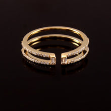 Load image into Gallery viewer, 0.26 CT DIAMOND & BAGUETTE 14K YELLOW GOLD OPEN RING