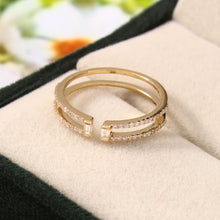 Load image into Gallery viewer, 0.26 CT DIAMOND & BAGUETTE 14K YELLOW GOLD OPEN RING