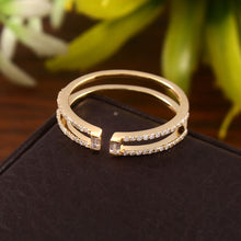 Load image into Gallery viewer, 0.26 CT DIAMOND & BAGUETTE 14K YELLOW GOLD OPEN RING