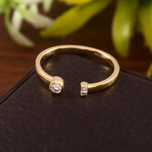 Load image into Gallery viewer, 0.11 CT DIAMOND & BAGUETTE 14K YELLOW GOLD OPEN RING