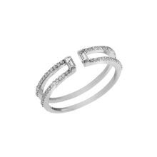 Load image into Gallery viewer, 0.26 CT DIAMOND BAGUETTE 14K WHITE GOLD OPEN RING