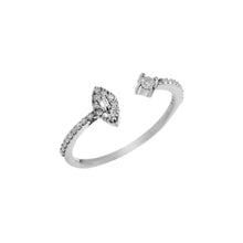Load image into Gallery viewer, 0.20 CT DIAMOND & BAGUETTE 14K WHITE GOLD OPEN RING