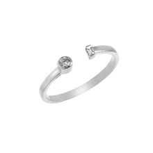 Load image into Gallery viewer, 0.11 CT DIAMOND & BAGUETTE 14K WHITE GOLD OPEN RING