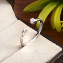 Load image into Gallery viewer, 0.11 CT DIAMOND & BAGUETTE 14K WHITE GOLD OPEN RING