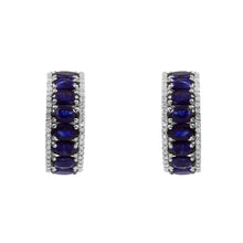 Load image into Gallery viewer, 0.45 CT DIAMOND & 4.90 CT BLUE SAPPHIRE OVAL 14 K WHITE GOLD HOOP