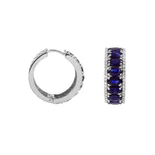 Load image into Gallery viewer, 0.45 CT DIAMOND & 4.90 CT BLUE SAPPHIRE OVAL 14 K WHITE GOLD HOOP