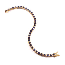 Load image into Gallery viewer, 1.20 CT DIAMOND BAGUETTE & 9.80 CT BLUE SAPPHIRE 14K YELLOW GOLD TENNISH BRACELET