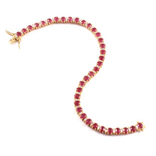 Load image into Gallery viewer, 1.20 CT DIAMOND BAGUETTE & 9.05 CT RUBY 14K YELLOW GOLD TENNISH BRACELET