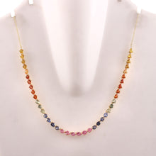 Load image into Gallery viewer, 13.00 CT MULTI SAPPHIRE PEAR 14K YELLOW GOLD NECKLACE WITH CHAIN