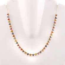Load image into Gallery viewer, 0.83 CT DIAMOND & 7.60 CT MULTI SAPPHIRE 14K YELLOW GOLD NECKLACE WITH CHAIN
