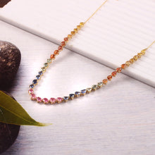 Load image into Gallery viewer, 13.00 CT MULTI SAPPHIRE PEAR 14K YELLOW GOLD NECKLACE WITH CHAIN