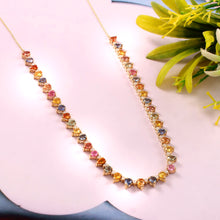 Load image into Gallery viewer, 0.83 CT DIAMOND & 7.60 CT MULTI SAPPHIRE 14K YELLOW GOLD NECKLACE WITH CHAIN