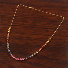 Load image into Gallery viewer, 13.00 CT MULTI SAPPHIRE PEAR 14K YELLOW GOLD NECKLACE WITH CHAIN