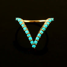 Load image into Gallery viewer, 0.75 CT TURQUOISE AND 14K YELLOW GOLD RING