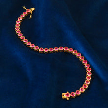 Load image into Gallery viewer, PINK SAPPHIRE HEART SHAPE BRACELET 14K YELLOW GOLD