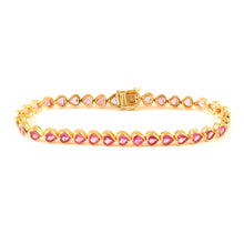 Load image into Gallery viewer, PINK SAPPHIRE HEART SHAPE BRACELET 14K YELLOW GOLD