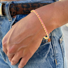 Load image into Gallery viewer, PINK SAPPHIRE HEART SHAPE BRACELET 14K YELLOW GOLD