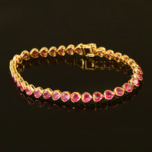 Load image into Gallery viewer, PINK SAPPHIRE HEART SHAPE BRACELET 14K YELLOW GOLD