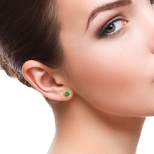 Load image into Gallery viewer, DIAMOND AND DIAMOND BAGUETTE 14K YELLOW GOLD WITH EMERALD ROUND STUDS