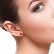 Load image into Gallery viewer, RUBY AND 14K YELLOW GOLD SQUARE SHAPE STUDS EARRING