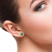 Load image into Gallery viewer, DIAMOND AND DIAMOND BAGUETTE 14K WHITE GOLD WITH EMERALD ROUND STUDS