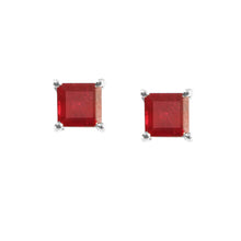 Load image into Gallery viewer, RUBY AND 14K WHITE GOLD SQUARE SHAPE STUDS EARRING