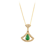Load image into Gallery viewer, DIAMOND AND 14K YELLOW GOLD WITH EMERALD PENDANT CHAIN
